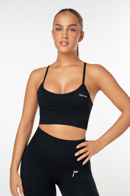 Black Peachy Scrunch Sports Bra - for dame - Famme - Sports Bra